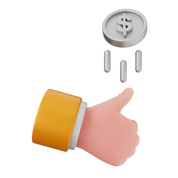 A hand with a dollar sign and a thumb up png