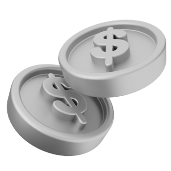 Two silver coins with dollar signs on them png