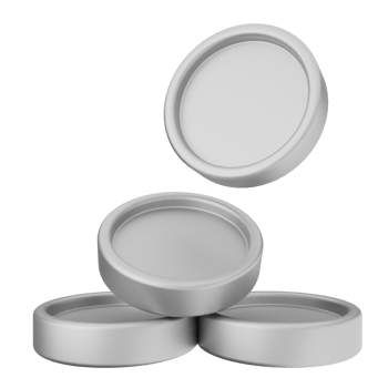 Four empty aluminum can lids on a black background png