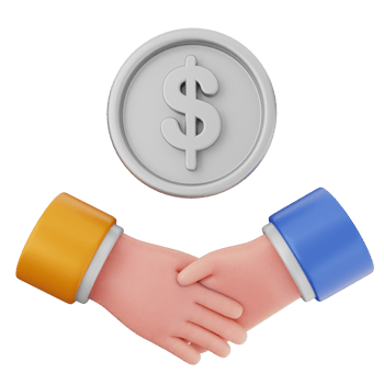 Handshake with dollar symbol isolated on black background png