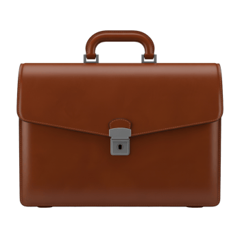 Classic Brown Leather Briefcase With Silver Locking Mechanism On Transparent Background png