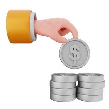 A hand is putting coins into a stack of coins png