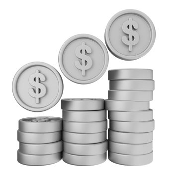 A stack of coins with dollar signs on top png