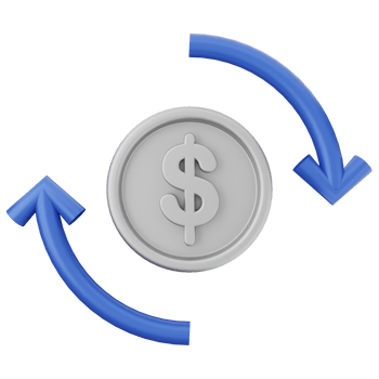 A dollar coin with arrows pointing to it png