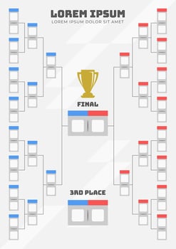 Tournament Bracket with 32 Team for Knock Out Championship Event vector