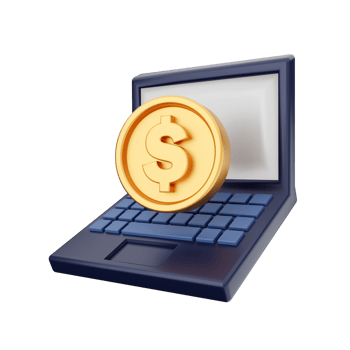 Laptop with dollar coin png