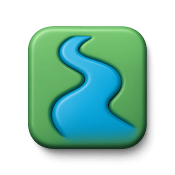 Simple 3D River Icon on Green Background for Creative Projects png