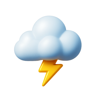 3D Icon of a Storm Cloud with Lightning Bolt in Vibrant Colors png