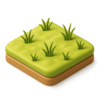 Simple 3D Grassland Icon with Lush Green Grass and Brown Base png