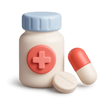 Cute Plastic Bottle with Pills and Medical Cross Symbol Design png