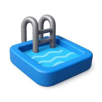 Simple 3D Pool Icon Design with Ladder and Water Waves Illustration png