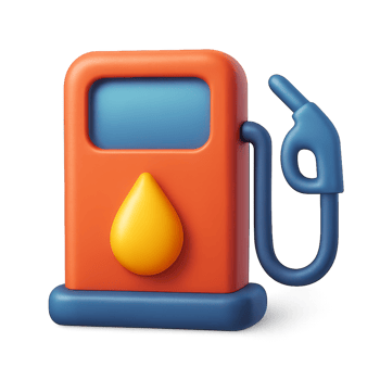 Colorful 3D Gas Station Icon with Pump and Drop Design png