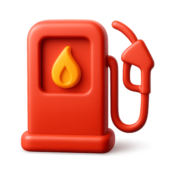 Simple 3D Icon of a Red Gas Pump with a Fuel Nozzle png
