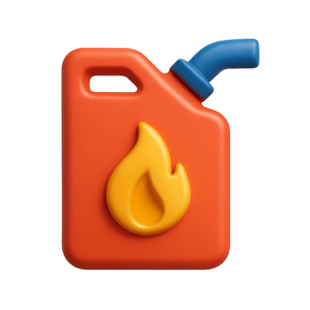 Simple 3D Icon of Gasoline Container with Flame Symbol png