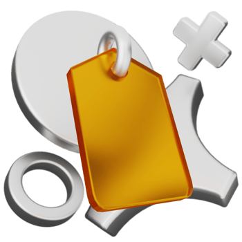 A yellow tag with a silver cross and a silver cross png