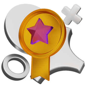 A gold star medal with a purple star png