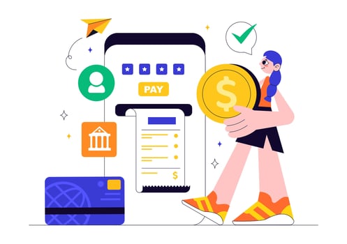 Online Banking Concept with Digital Wallet and Wireless Payment Flat vector