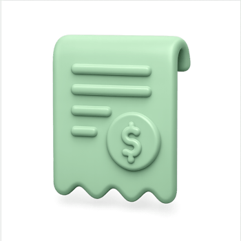 Simple 3D Icon of a Bill with Currency Symbol in Modern Style png