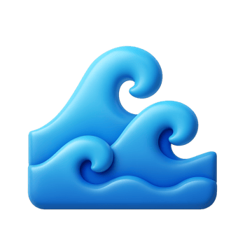 Simple 3D Ocean Wave Icon Design for Creative Projects png