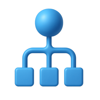 3D Simple Network Icon for Visualizing Connections and Relationships png