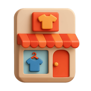 Colorful 3D Icon of a Clothing Store with Simple Design Elements png