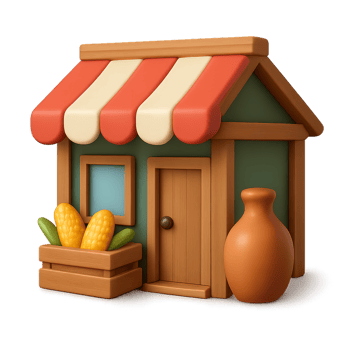 Simple 3D Agricultural Store Icon with Colorful Design Elements png