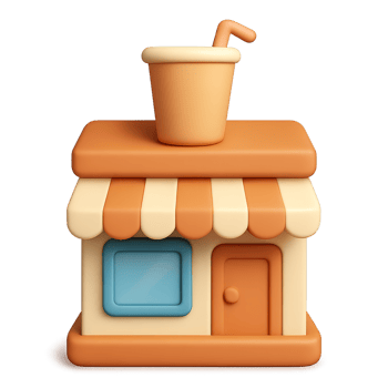 3D Icon of a Beverage Shop with Simple Design and Bright Colors png