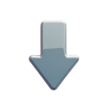 3D Glossy Gray Down Arrow Icon On Transparent Background png