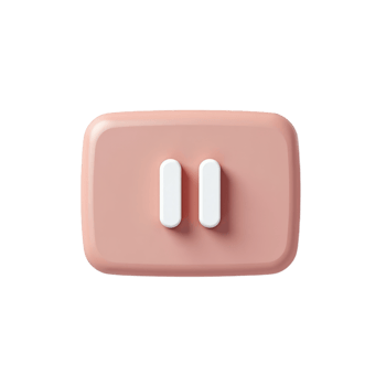Pink And White 3D Pause Button Icon On Transparent Background png