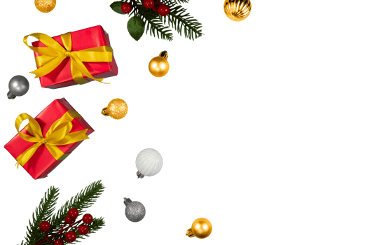 Christmas tree and gifts for background copy space png