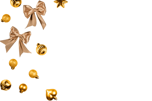 golden balls with ribbon for Christmas banner decoration png