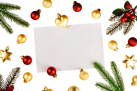 Christmas decoration with card for banner copy space png