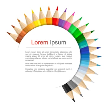 Circle with colored pencils, education banner vector