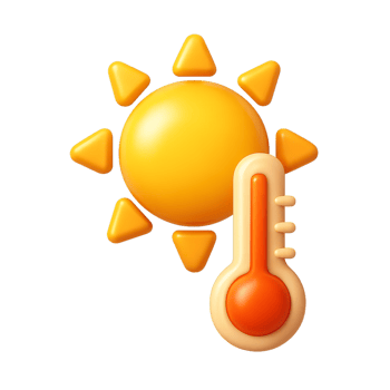 3D Sun Icon with Thermometer for Weather and Climate Illustrations png