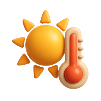 Simple 3D Sun Icon with Thermometer for Weather Representation png