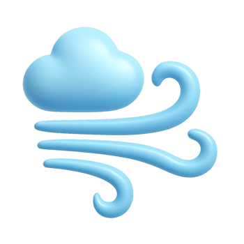 3D Icon Representation of Air with Simple Cloud and Wind Graphics png