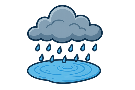 Simple Icon of Rainy Season with Cloud and Raindrops in Blue png