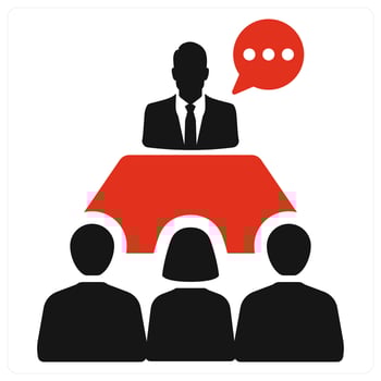 Manager and conference icon concept in red filled color vector