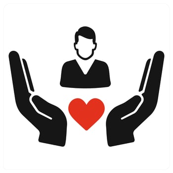 Caring and human care icon concept in red filled color vector