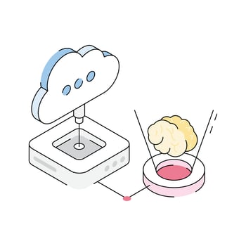A modern isometric icon representing ai cloud platform vector