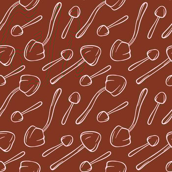Conocybe Filaris inedible mushroom seamless pattern in line art style. Great for label, packaging on a brown background. vector