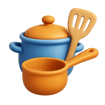 Colorful 3D Kitchenware Icons for Modern Cooking and Design png