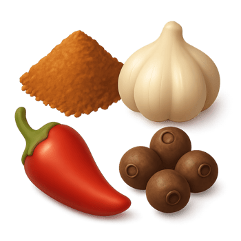 Simple Mixed Spices with Garlic, Chili, and Peppers on Display png