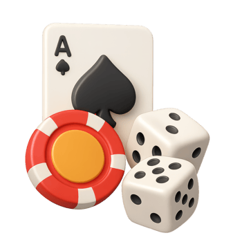 3D Simple Gambling Icon with Playing Card, Dice, and Chip Design png