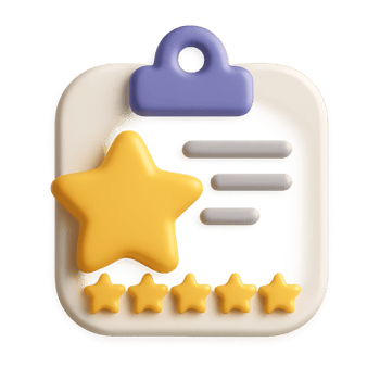 3D Icon for Product Review with Star Rating and Notepad Design png