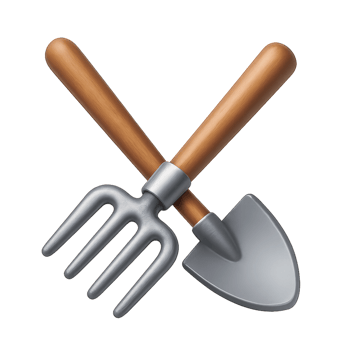 Simple 3D Icon of Agricultural Tools with Wooden Handles for Use png