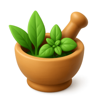 3D Icon of a Simple Mortar and Pestle with Fresh Herbs Illustration png