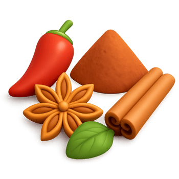 Vibrant Mixed Spices Icon Featuring Chili, Cinnamon, and More png