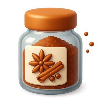 3D Icon of a Spice Jar with Decorative Label and Cinnamon Sticks png