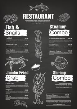 Seafood illustrations suitable for posters and menus. Compatible with graphic elements. vector